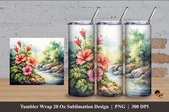 Tropical Flora Tumbler Wrap Sublimation Design 4 Product Image 1