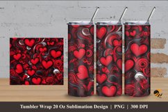Red Doodle Love Tumbler Wrap Sublimation Design 4 Product Image 1
