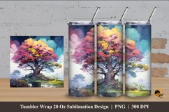 Colorful Tree Tumbler Wrap Sublimation Design 4 Product Image 1