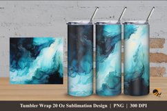 Black Teal Marble Tumbler Wrap Sublimation Design 4 Product Image 1