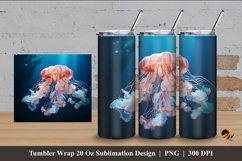 Blue Jellyfish Tumbler Wrap Sublimation Design 4 Product Image 1