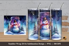 Snowman And Pine Tree Tumbler Wrap Sublimation Design 4 Product Image 1