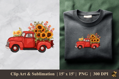 Truck Fall Flowers DTF Sublimation Clipart Design 4 Product Image 1