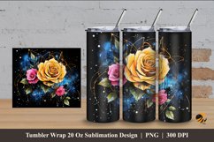 Yellow Rose Effect Tumbler Wrap Sublimation Design 4 Product Image 1
