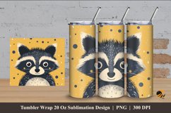 Cute Raccoon Tumbler Wrap Sublimation Design 4 Product Image 1