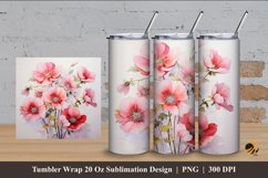 Painting Blossom Flower Tumbler Wrap Sublimation Design 4 Product Image 1
