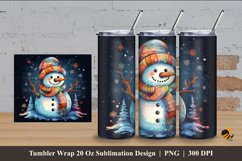 Happy Snowman Tumbler Wrap Sublimation Design 4 Product Image 1