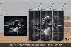 Black Plane Tumbler Wrap Sublimation Design 4 Product Image 1