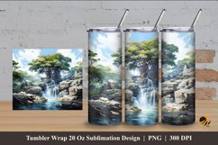 Big Waterfall Abstract Tumbler Wrap Sublimation Design 4 Product Image 1