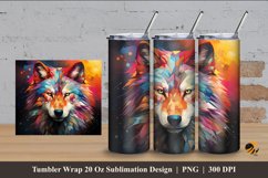 Wolf Face Tumbler Wrap Sublimation Design 4 Product Image 1