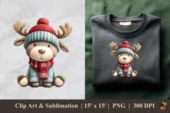 Cute Winter Moose Deer DTF Sublimation Clipart Design 4 Product Image 1