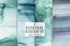 Watercolor abstract blue backgrounds- 4 png files. Product Image 1