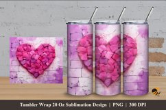Lovable Heart Tumbler Wrap Sublimation Design 4 Product Image 1