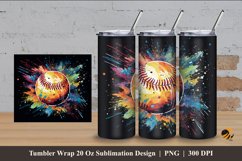 Colorfull Baseball Tumbler Wrap Sublimation Design 4 Product Image 1