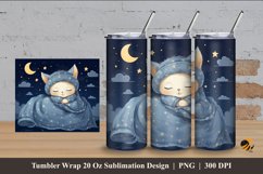 Cute Cat Sleep Tumbler Wrap Sublimation Design 4 Product Image 1