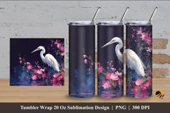 Stork Painting Tumbler Wrap Sublimation Design 4 Product Image 1