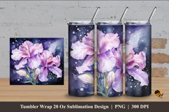 Iris Flower Tumbler Wrap Sublimation Design 4 Product Image 1