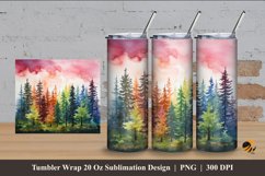 Colorful Pine Tree Tumbler Wrap Sublimation Design 4 Product Image 1