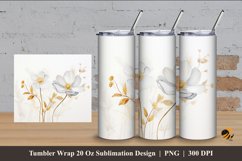 Floral Gold Tumbler Wrap Sublimation Design 4 Product Image 1