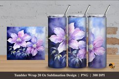 Clematis Flower Tumbler Wrap Sublimation Design 4 Product Image 1
