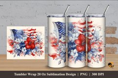 Floral Patriotic Tumbler Wrap Sublimation Design 4 Product Image 1