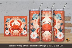 Cute Crab And Flower Tumbler Wrap Sublimation Design 4 Product Image 1