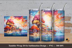 Beach Island Tumbler Wrap Sublimation Design 4 Product Image 1