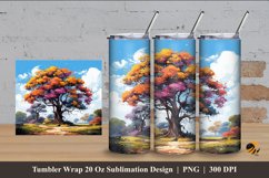 Big Tree Colorful Tumbler Wrap Sublimation Design 4 Product Image 1