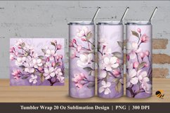 Jasmine Flower Tumbler Wrap Sublimation Design 4 Product Image 1
