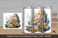 Flowering Hill Tumbler Wrap Sublimation Design 4 Product Image 1