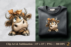 Cute Highland Cow DTF Sublimation Clipart Design 4 Product Image 1