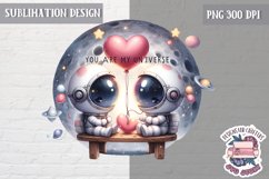 Valentine&#039;s Sublimation Design PNG Cute Space Astronauts Product Image 1