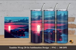 Car And Sunset Tumbler Wrap Sublimation Design 4 Product Image 1