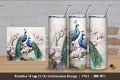 Beautiful Peacock Tumbler Wrap Sublimation Design 4 Product Image 1