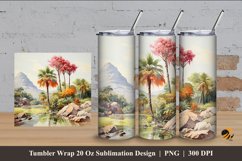 Palm And Nature Tumbler Wrap Sublimation Design 4 Product Image 1