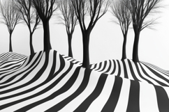 Black and White Striped with Trees Background Wallpaper Product Image 1