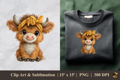 Adorable Cute Cow DTF Sublimation Clipart Design 4 Product Image 1