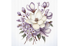11 Purple Flowers Bouquet Clipart, Violet Floral Product Image 5