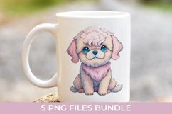 Cute Fluffy Watercolor Puppy PNG Product Image 4