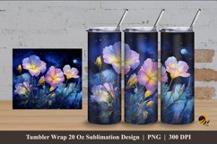Evening Primrose Flower Tumbler Wrap Sublimation Design 4 Product Image 1