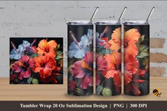 Hibiscus Garden Tumbler Wrap Sublimation Design 4 Product Image 1