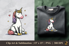 Unicorn Cartoon DTF Sublimation Clipart Design 4 Product Image 1
