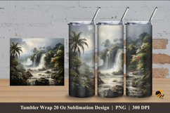 Jungle Waterfall Tumbler Wrap Sublimation Design 4 Product Image 1