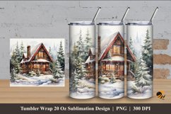 Winter House Tumbler Wrap Sublimation Design 4 Product Image 1