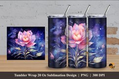 Misty Night Flower Tumbler Wrap Sublimation Design 4 Product Image 1