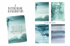 Watercolor abstract blue backgrounds- 4 png files. Product Image 2