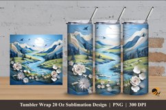 3d Blue River Tumbler Wrap Sublimation Design 4 Product Image 1