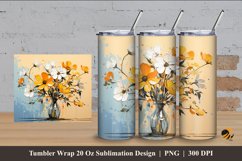 Aesthetic Painting Flower Tumbler Wrap Sublimation Design 4 Product Image 1