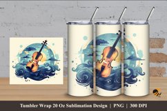 Violin Music Tumbler Wrap Sublimation Design 4 Product Image 1