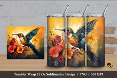 Bird and Flower Tumbler Wrap Sublimation Design 4 Product Image 1